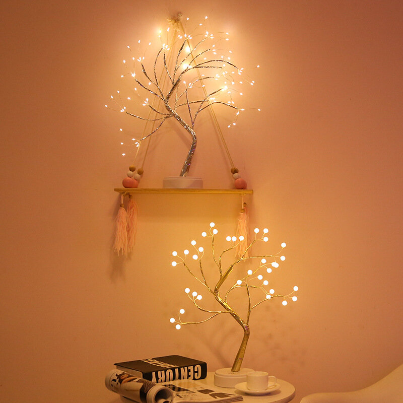 LED ضوء الليل شجرة عيد الميلاد الصغيرة الأسلاك النحاسية جارلاند مصباح للأطفال نوم المنزل الديكور ديكور الجنية ضوء عطلة الإضاءة