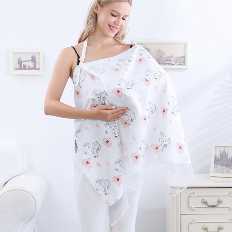 K5DD غطاء متعدد الوظائف متعدد الوظائف منشفة الأمومة غطاء قطني كبير الحجم منشفة التمريض مع حزام لتغذية هدية
