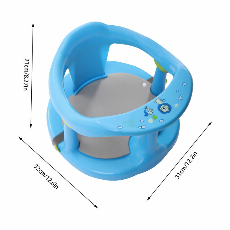 حلقة وكرسي لحوض استحمام الأطفال مع 4 أكواب شفط مضادة للانزلاق ، آمنة ، زرقاء ، جديدة