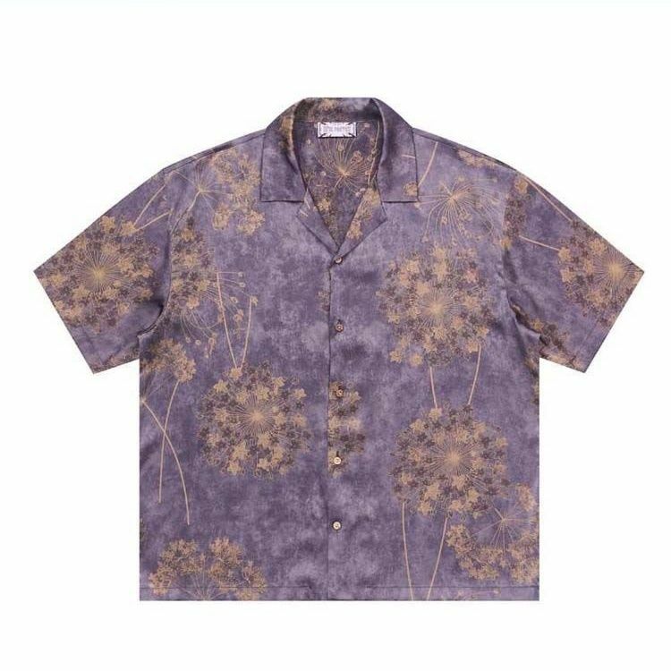 قميص رجالي صيفي مطبوع بتصميم عتيق ، بأكمام قصيرة ، فضفاض ، قميص كوبي راقي ، موضة عصرية ، محراب ، Y2K ، تصميم قديم ، جديد