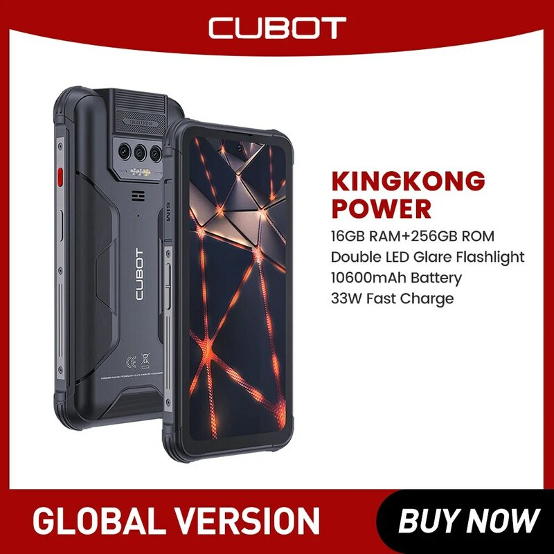 هاتف Cubot-KingKong Power الذكي القوي ، مقاوم للماء ، أندرويد 13 ، 8GB + 256GB ، 10600mAh ، 6.5 "FHD + ، هاتف عالمي ، NFC