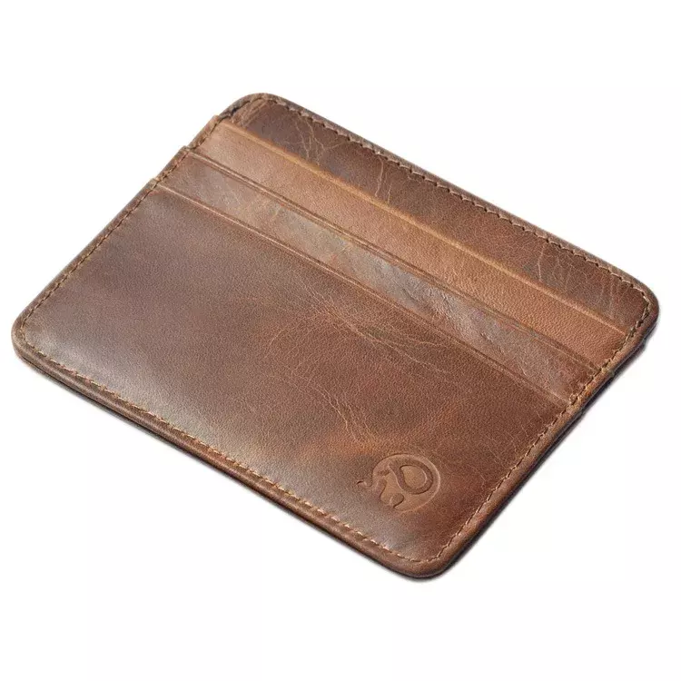 ريترو الطبقة الأولى جلد طبيعي بطاقة حقيبة مع 7 فتحة بطاقة سوبر رقيقة 100% الجلد الحقيقي حامل بطاقة البنك عملة محفظة فرز المحفظة