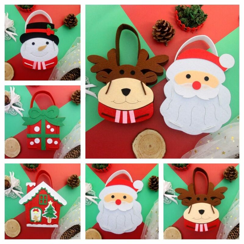كيس حلوى الكريسماس غير منسوج تصنعه بنفسك ، هدية رجل الثلج ، ديكور منزل لعبة ، حقيبة يد أيل محمولة ، هدية عيد الميلاد