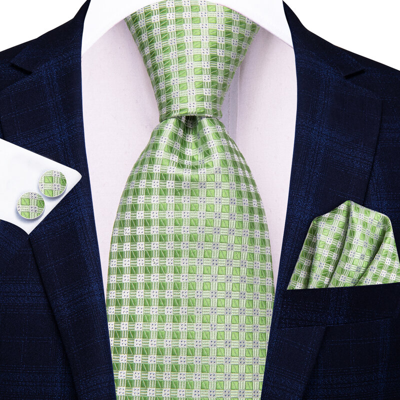 ربطة عنق جاكار رجالية ، ربطة عنق ، تصميم منقوش ، حكيم أخضر ، إكسسوار أنيق ، أزرار أكمام هانكي ، مناسبة للزفاف ، الأعمال ، الحفلات ، البيع بالجملة