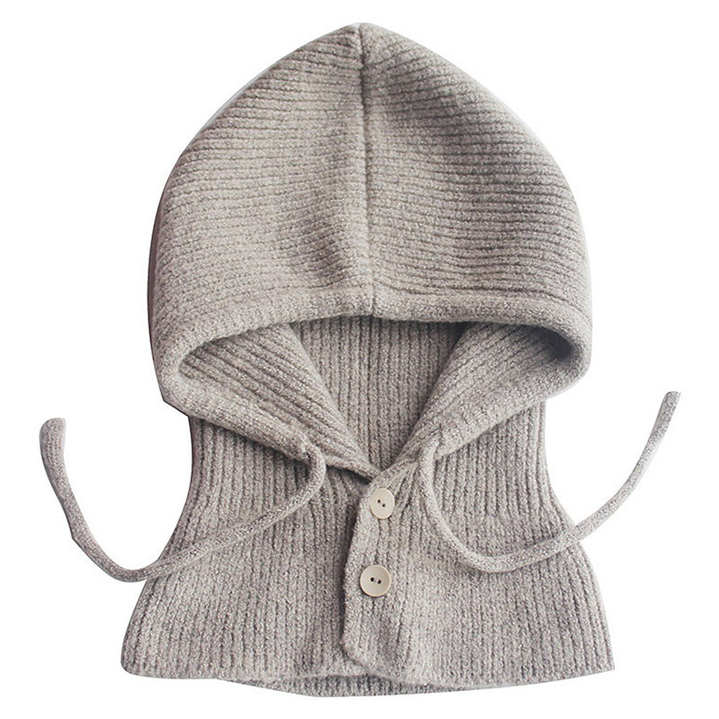قبعة صوفية نسائية محبوكة برقبة قطعة واحدة ، قبعة بغطاء رأس ، بالاكلافا أحادي اللون ، قبعات الكشميرى الدافئة ، في الهواء الطلق ، الشتاء