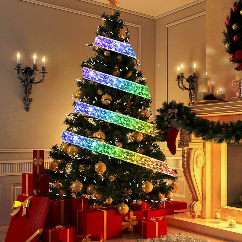 أضواء سلسلة عيد الميلاد في الأماكن المغلقة ، المكونات في الشريط ، أضواء شجرة ، غرفة نوم ، حفل زفاف ، عطلة