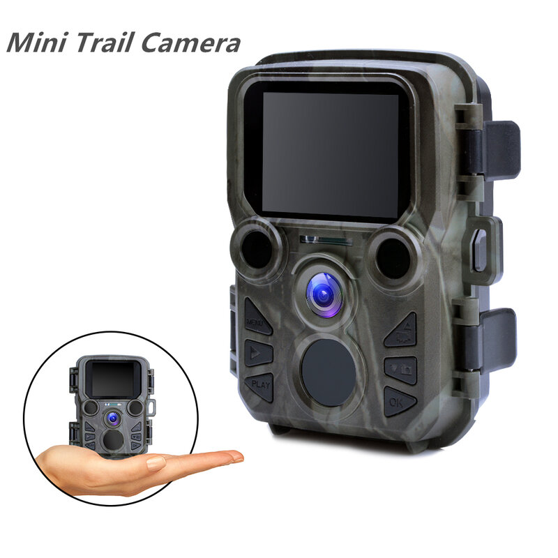 كاميرا لعبة درب صغيرة رؤية ليلية 1080P 12MP كاميرا صيد مقاومة للمياه مصيدة صور برية خارجية مع نطاق IR LEDS يصل إلى 65ft