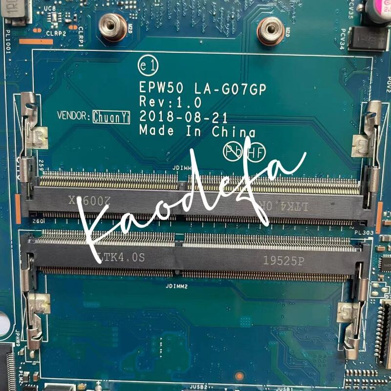 EPW50 LA-G07GP لأجهزة الكمبيوتر المحمول HP 15-DA اللوحة وحدة المعالجة المركزية: I7-8565U وحدة معالجة الرسومات: N16V-GMR1-S-A2 DDR4 100% اختبار موافق