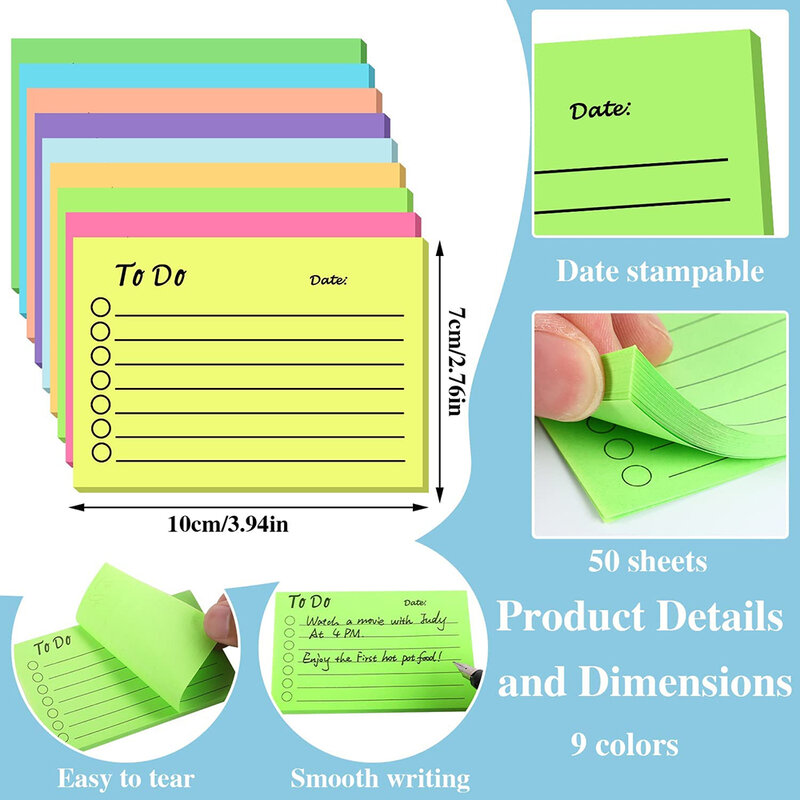 50 ورقة الفلورسنت اللون مثبت ملاحظات ملونة مثبت ملاحظات المفكرة مخطط للقيام قوائم القرطاسية اللوازم المكتبية المدرسية