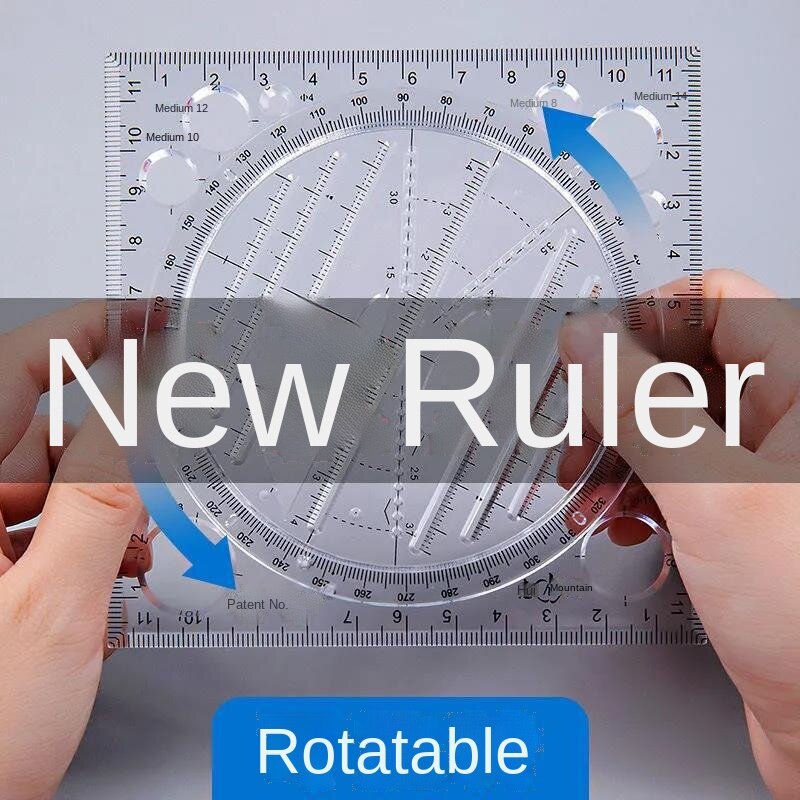 Multifunctional Universal Ruler Rotatable Ruler Set Math Circle Ellipse Template Exam Parallel Triangle Ruler