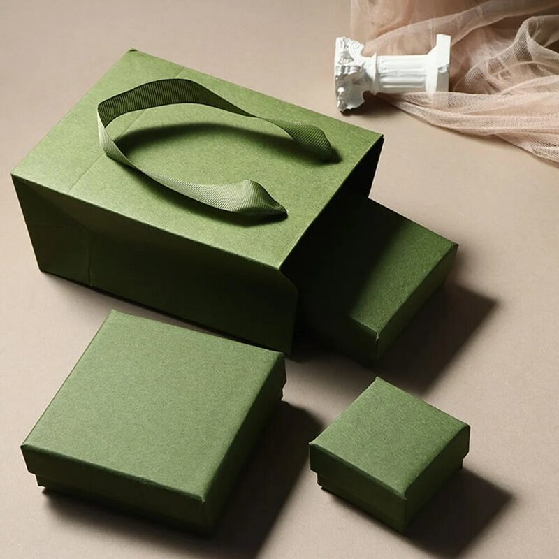 خمر الأخضر ورقة مربع صندوق مجوهرات خواتم أقراط قلادة سوار قلادة عرض حالة هدايا الزفاف مجوهرات علبة التعبئة والتغليف