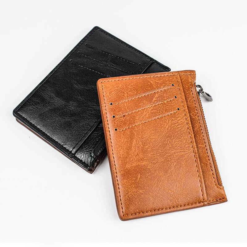 الرجال عادية الإبداعية سستة تغيير بطاقة حقيبة بولي Leather الجلود متعددة الوظائف الأعمال معرف البنك حامل بطاقة الائتمان عملة محفظة محفظة