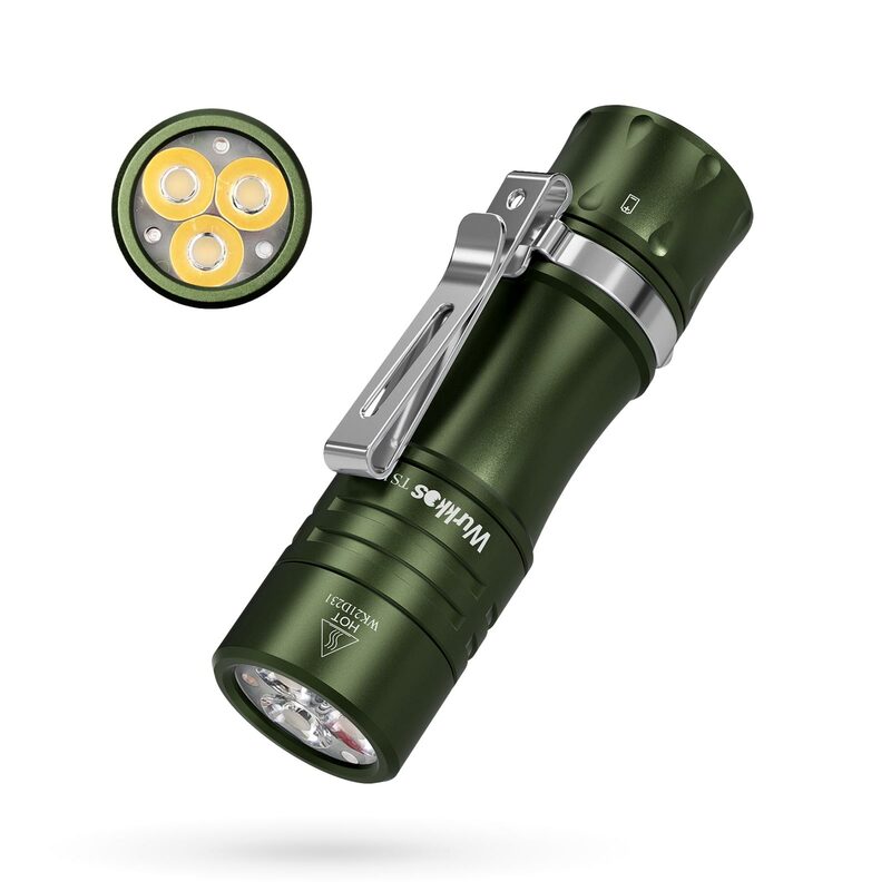 Wurkkos مصباح يدوي 14500 EDC صغير قوي أخضر مع 3*90 CRI LEDs ولون واحد Aux 1400LM جيب الشعلة Anduril 2.0 IP68