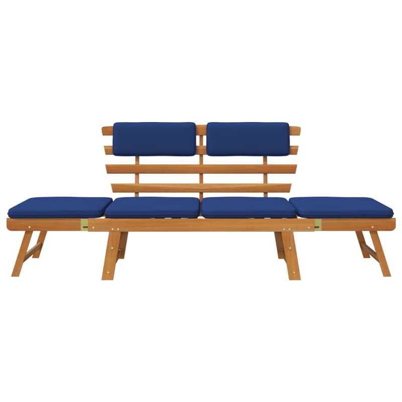 الباحة مقعد مع وسائد 2 في 1 الصلبة أكاسيا الخشب الأزرق 74.8 "x 26.8" x 29.1 "كرسي للاستعمال في المناطق الخارجية الشرفة الأثاث