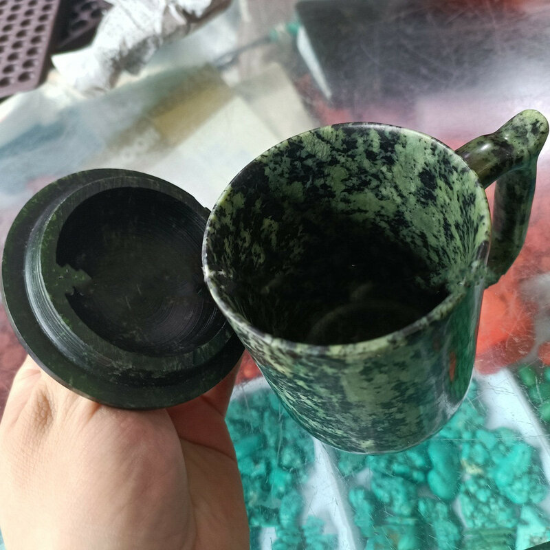 Natural Tibetan Jade Medicine King Stone Master Cup Health Care Tea Cup Natural Jade Color Random