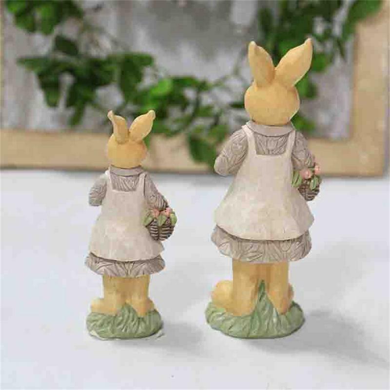 الراتنج تمثال الأرنب الدائمة ، ديكور أرنب عيد الفصح ، تمثال مزرعة ريفي ، الربيع