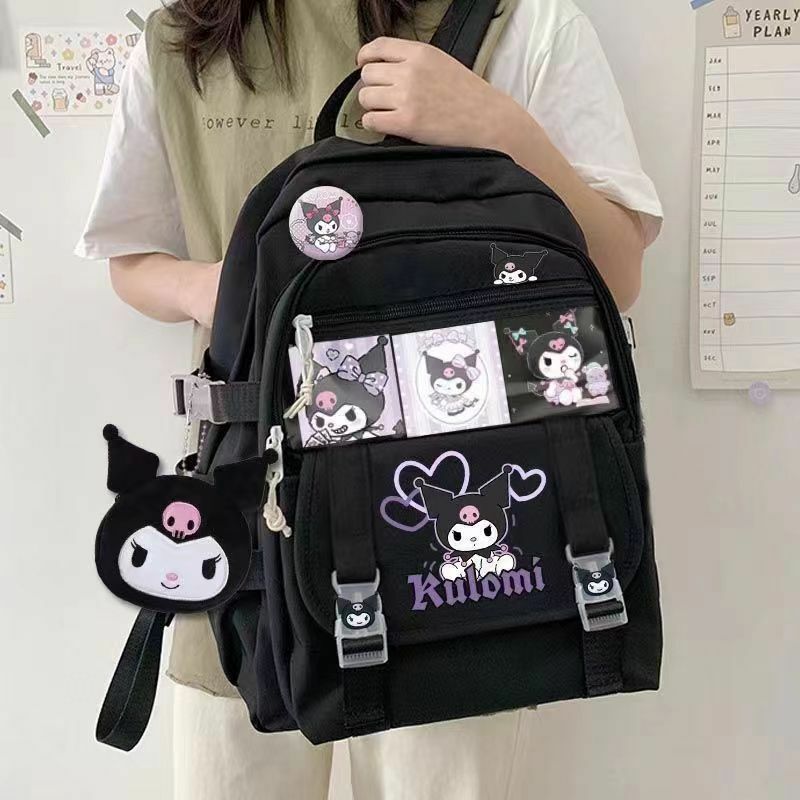 Sanrio Hello Kitty Melody Kulomi Backpack High Capacity Cartoon Waterproof Women's Laptop Bag Anime Peripherals Girls School Bag