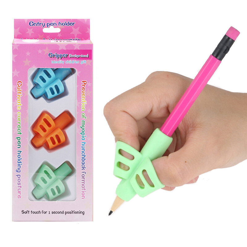 لينة هلام السيليكا قلم رصاص السيطرة ، 2 إصبع القلم السيطرة ، الكتابة التدريب تصحيح أداة ، أقلام عقد للأطفال ، هدايا للأطفال ، 3 قطعة لكل مجموعة