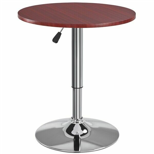 قابل للتعديل ارتفاع بار الجدول ، الماهوجني طاولة مستديرة مع 360 قطب ، الجدول للحانة
