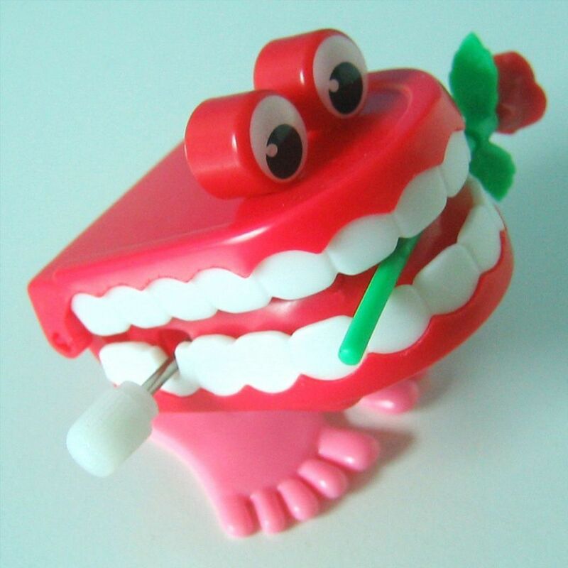 لعبة بلاستيكية على شكل أسنان للأطفال ، أسنان أطفال لطيفة ، لعبة الرياح ، وردة ، مشي