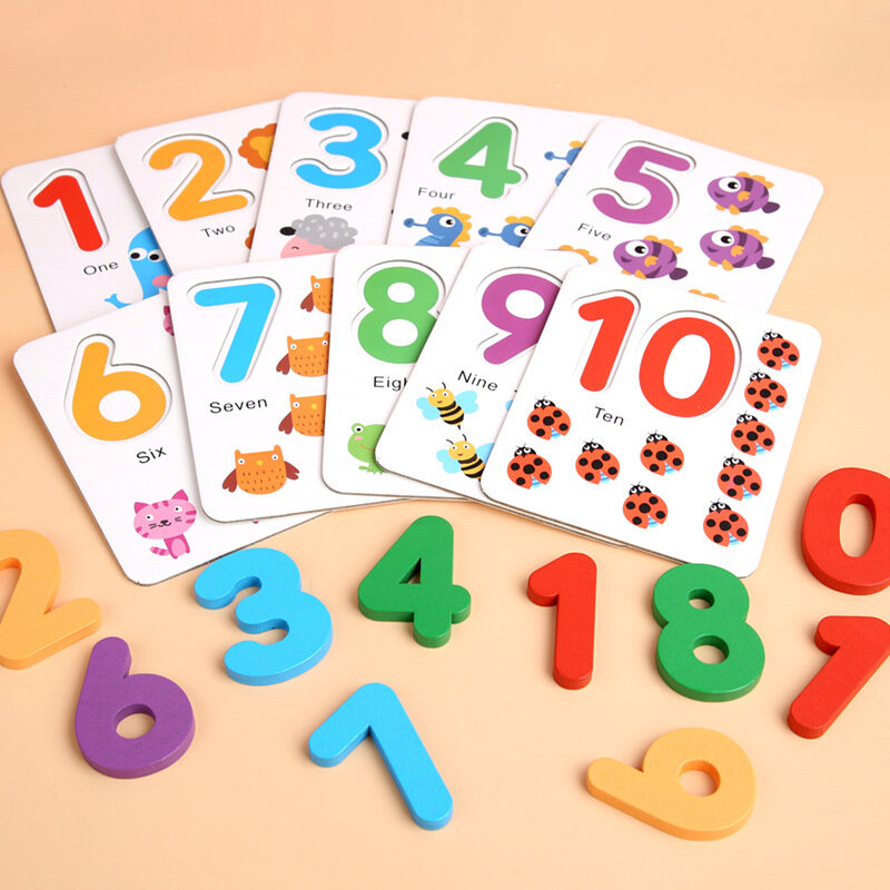 مونتيسوري الرياضيات لعب للأطفال أطفال ألعاب تعليمية في وقت مبكر عد ملصق خشبي الاطفال عدد الإدراك هدية عيد ميلاد