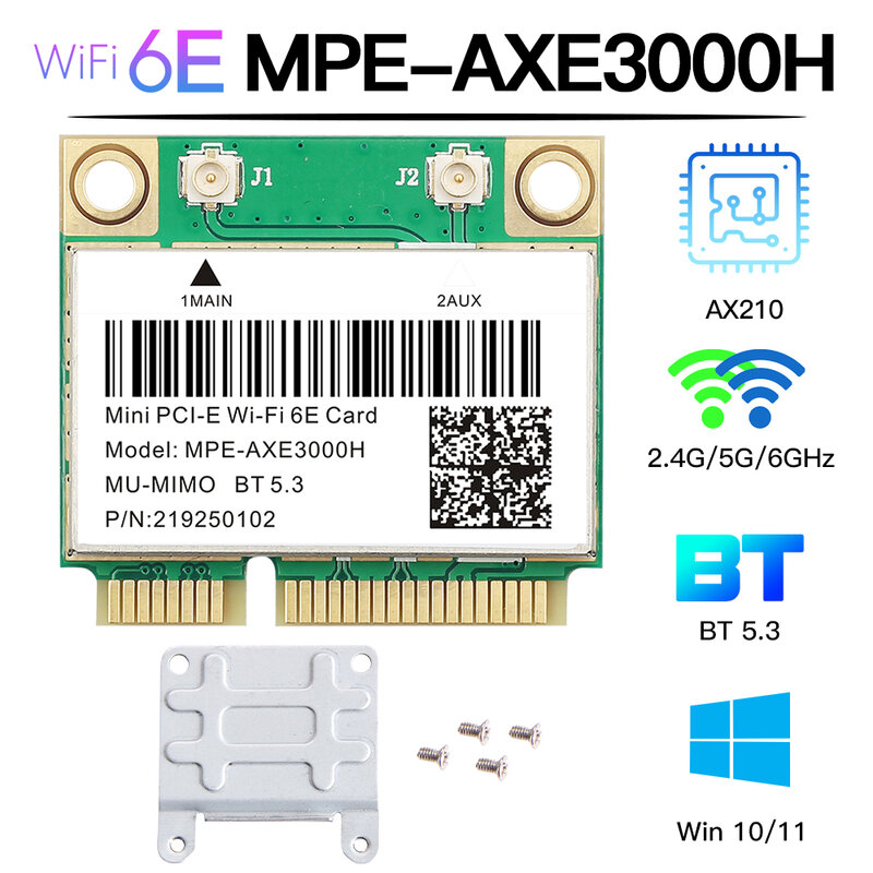واي فاي 6E AX210HMW Mini PCI-E بطاقة واي فاي بلوتوث 5.3 ل إنتل AX210 بطاقة الشبكة واي فاي 6 AX200 802.11AX محول لاسلكي