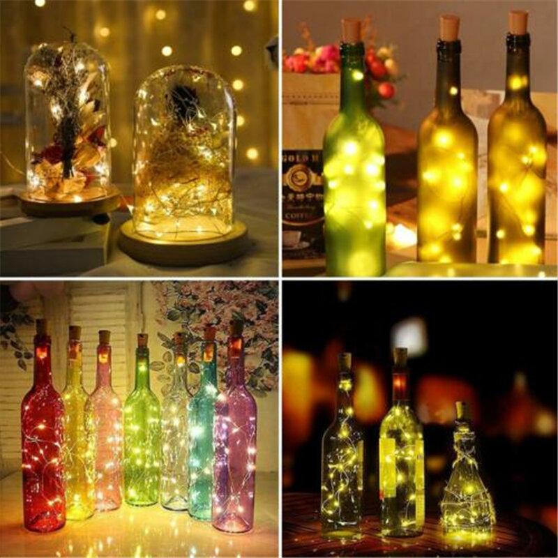 أسلاك النحاس والفضة LED سلسلة أضواء ، الجنية الخفيفة ، جارلاند ، سدادة زجاجة ، الزجاج الحرفية ، زينة الزفاف ، عيد الميلاد ، 10 قطعة ، 1 متر ، 2 متر