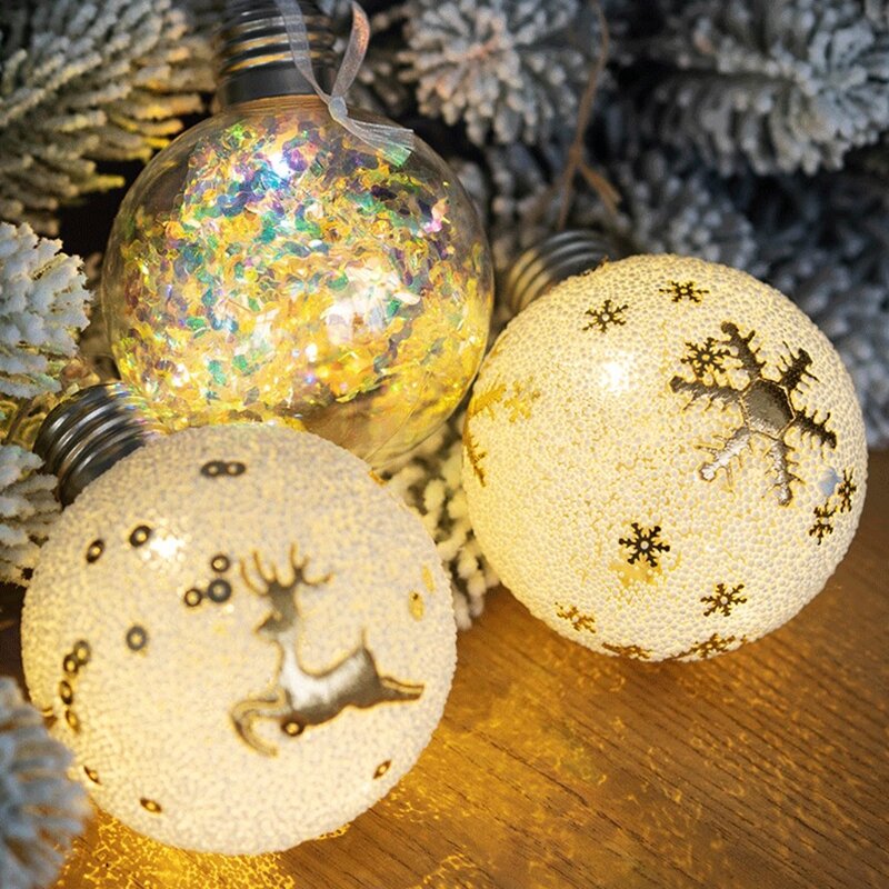 ل الإبداعية LED عيد الميلاد الكرة لمبة على شكل الحلي الكرتون الرنة ندفة الثلج شجرة عيد الميلاد الحلي قلادة ديكور الحفلات