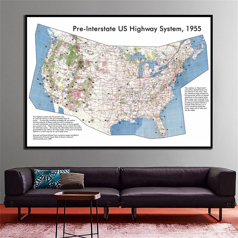59*42 سنتيمتر الولايات المتحدة خريطة صغيرة الحجم ملصق جدار طباعة الزخرفية قماش اللوحة غرفة المعيشة ديكور المنزل اللوازم المكتبية