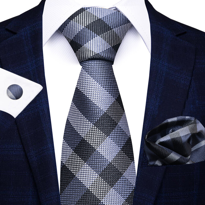 التعادل مجموعة العديد من الألوان عطلة هدية التعادل جيب Squares مجموعة أزرار أكمام ربطة العنق الرجال الأزرق الداكن نقطة اكسسوارات الزفاف
