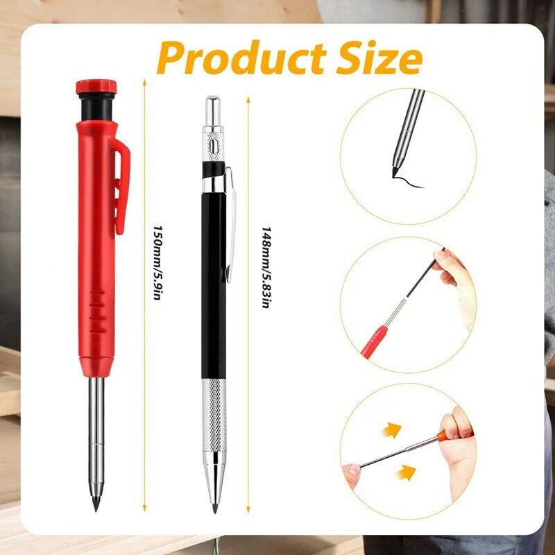 مجموعة قلم رصاص نجارة مع قلم رصاص مدمج ، نجارة ميكانيكية ، مجموعة واحدة