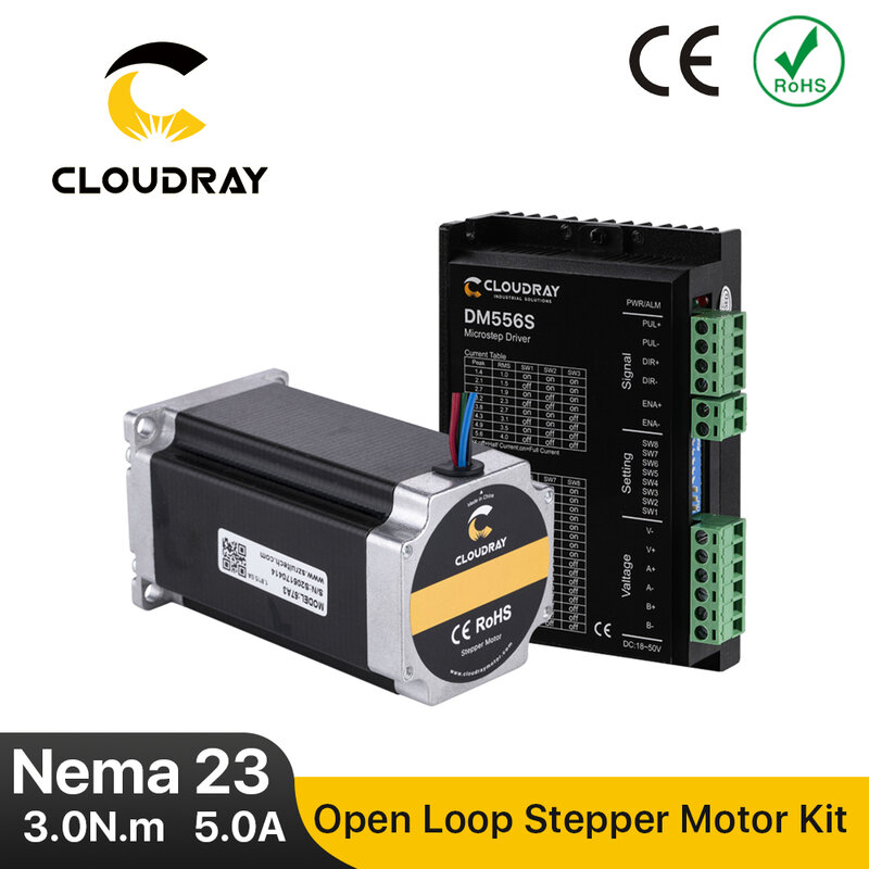 Cloudray Nema 23 حلقة مفتوحة محرك متدرج عدة 2 المرحلة 3N.m 5.0A 23CS30C-500 + DM556S للطابعة ثلاثية الأبعاد باستخدام الحاسب الآلي آلة نقش بالحفر