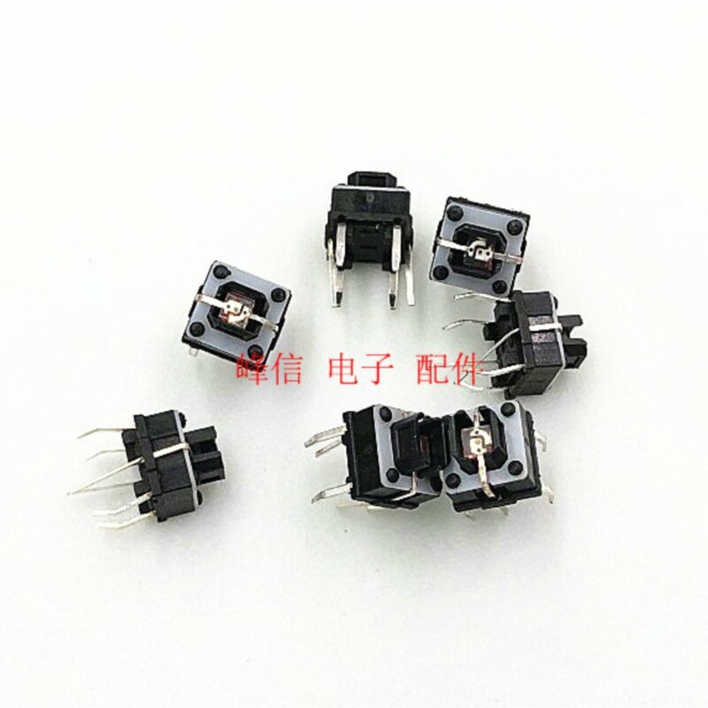 10Pcs With Red Blue Button Switch With LED Light Touch Switch Button Micro-automatic Self-reset 6 Feet 7*7*6.2mm