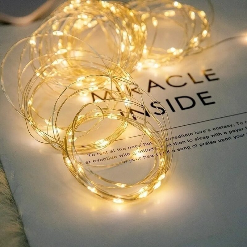 مقاوم للماء LED أسلاك النحاس سلسلة أضواء ، أضواء الجنية ، بطارية تعمل ، لتقوم بها بنفسك ، حفل زفاف ، زينة عيد الميلاد ، جارلاند ، 5 متر