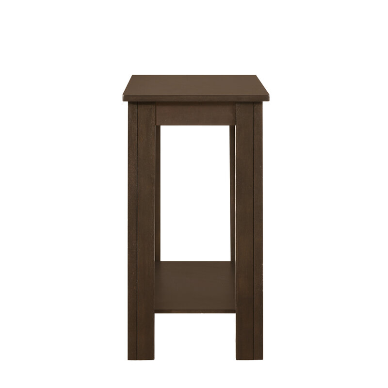 طاولة كرسي بتشطيب فحم خشب صلب معاصر ، رف سفلي مفتوح وأعلى طاولة مسطحة ، طاولة جانبية من قطعة واحدة