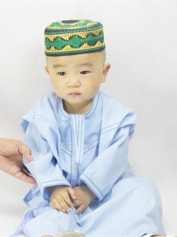 عيد رمضان الاطفال Jubba ثوب ملابس مسلمة الإسلامية عباية دبي قفطان مبارك الصلاة طفل 1-3 سنة بنين الجلباب 70-100 سنتيمتر
