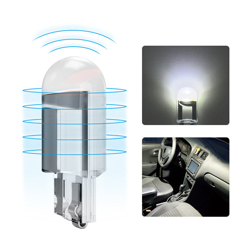 10 قطعة العالمي 12 فولت T10 W5W LED أضواء السيارات 6000 كيلو الأبيض COB الزجاج لوحة ترخيص مصباح قبة قراءة DRL لمبة نمط اكسسوارات السيارات