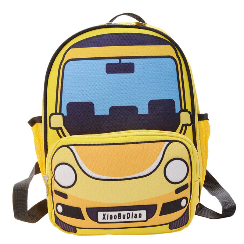 حقيبة مدرسية للسيارة على شكل كارتون للأطفال مواكبة للموضة حقيبة ظهر بنسيج شبكي يسمح بالتهوية للأطفال الصغار بسعة كبيرة