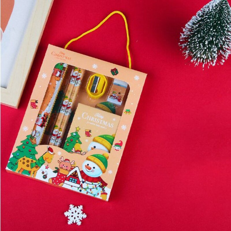 شارب واضح مقياس عيد الميلاد القرطاسية مجموعة ، مدرسة Kawaii ، هدية خشبية ، مجموعة لوازم ، 2 قطعة ، 6 قطعة