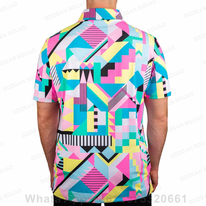 جولف بولو قميص الرجال قصيرة الأكمام المطبوعة العصرية قميص الرياضة الصيف في الهواء الطلق غير رسمية الشارع الشهير التلبيب زر بولو تي شيرت 2023