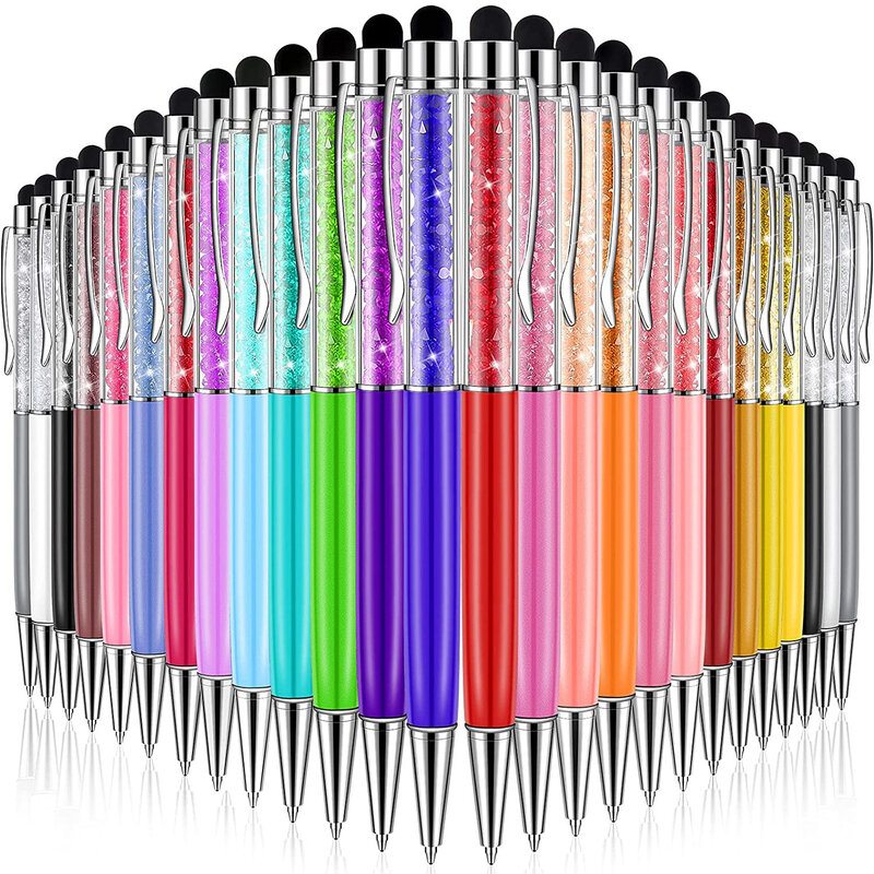 أقلام حبر جاف من الماس والستيلوس الكريستالي ، 2 في 1 ، قلم شاشة تعمل باللمس للشاشة السعوية ، أدوات مكتبية ، 50 أو 50 أو 50 أو