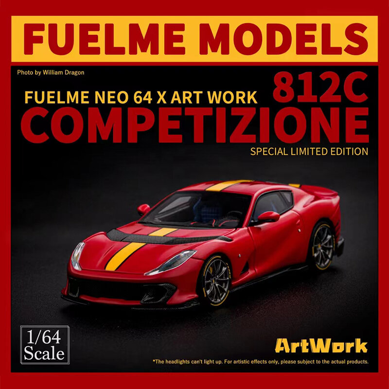 نموذج سيارة ديوراما المنافسة من FUELME ، ألعاب مصغرة ، 1:64 ، 812C ، راتنج ، V12 ، مجموعة ، متوفر