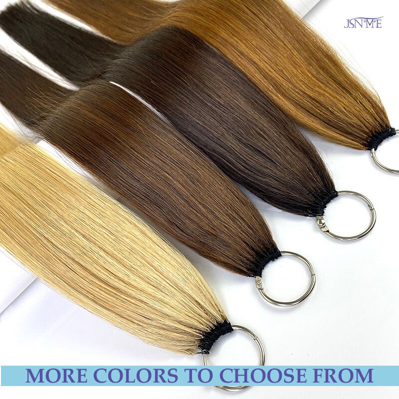 JSNME-وصلات شعر مستقيمة من الريش الصغير للنساء ، خصلات شعر بشري ريمي طبيعي ، أسود ، بني ، أشقر ، لون ، جديد