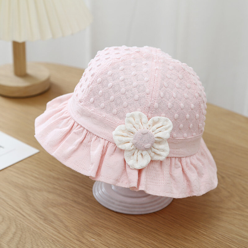 قبعة دانتيل مع زهرة للفتيات ، 5 ، لطيف ، الموضة ، للطفل ، طفل صغير ، غطاء رأس ، 3-18 م