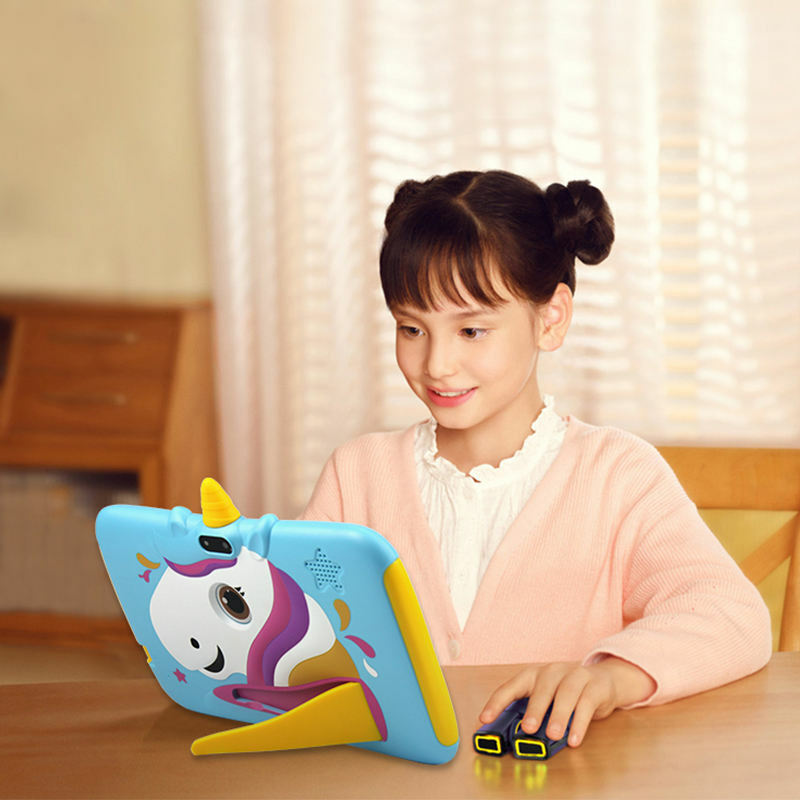 جديد 7 "الكمبيوتر اللوحي الأطفال التعليم اللوحي 16GB أندرويد 11.0 شكل حيوان الاطفال تعلم أقراص يونيكورن اللوحي هدايا للأطفال