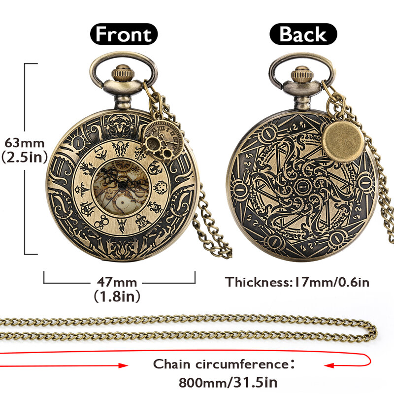 Steampunk الأبراج ساعة جيب خمر برونزية الجوف حالة ساعة كوارتز الأرقام الرومانية الطلب الإكسسوار قلادة ساعة مع سلسلة هدية