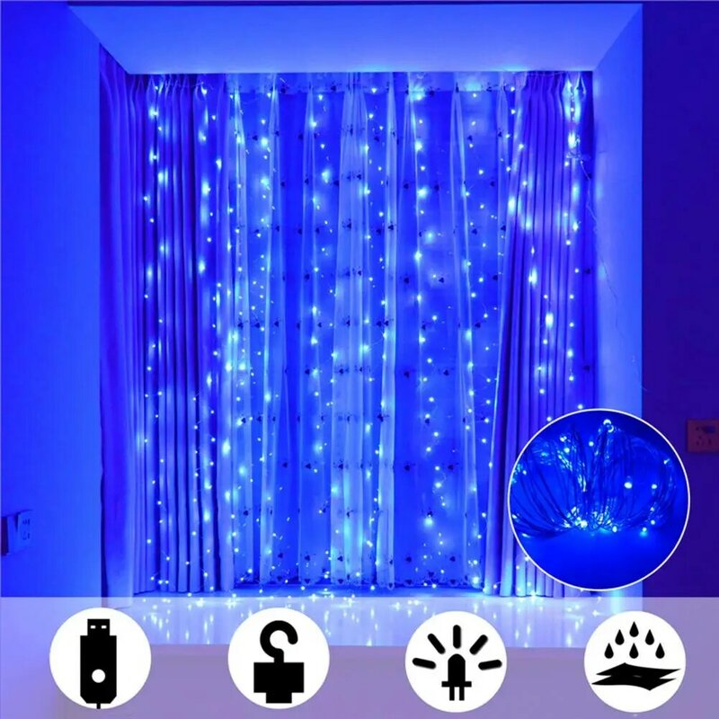 أضواء ستارة LED يتم التحكم فيها عن بعد ، ضوء خرافي ، غرفة نوم ، ديكور خارجي ، حفلات زفاف