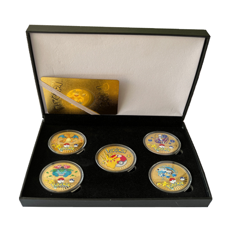جديد 46 قطعة أنماط البوكيمون تذكارية عملة 27 قطعة بطاقة الذهب بيكاتشو الأطفال الكرتون لعبة لعبة جمع عملة هدية
