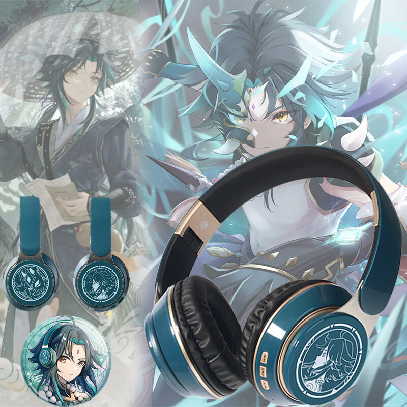 سماعات رأس من Genshin مزودة بأنيمي لاسلكي 3 وضع متصل بها دعامات تنكرية لسماعات الرأس وحرف الألعاب وسماعات أذن مزودة بتقنية البلوتوث