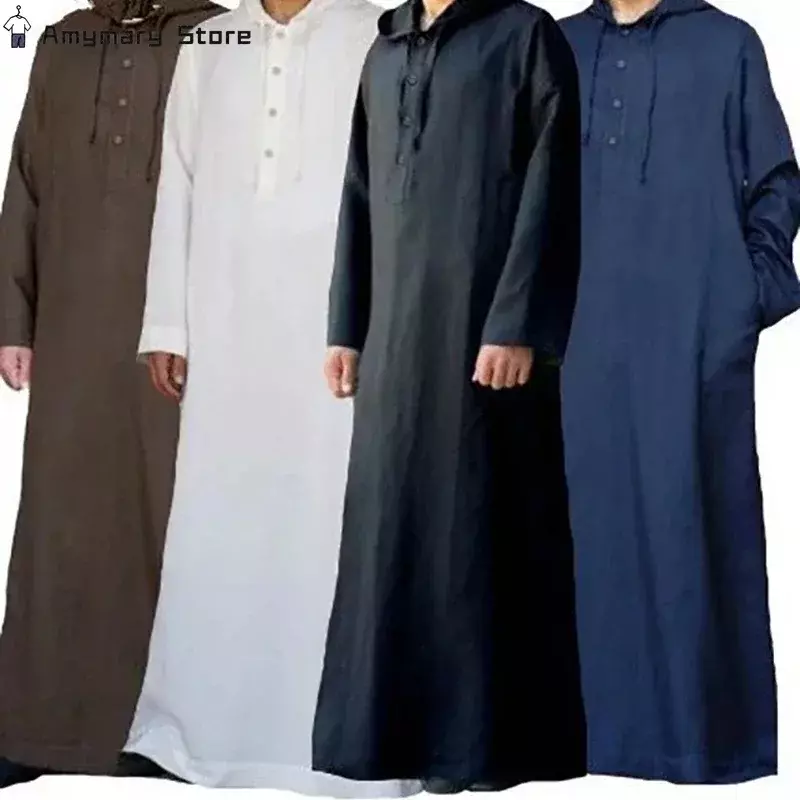 ثوب رجالي بأكمام طويلة وغطاء رأس ، رداء أزياء إسلامية ، ملابس إسلامية ، قفطان صلب ، ملابس إسلامية عرقية ، عربية سعودية